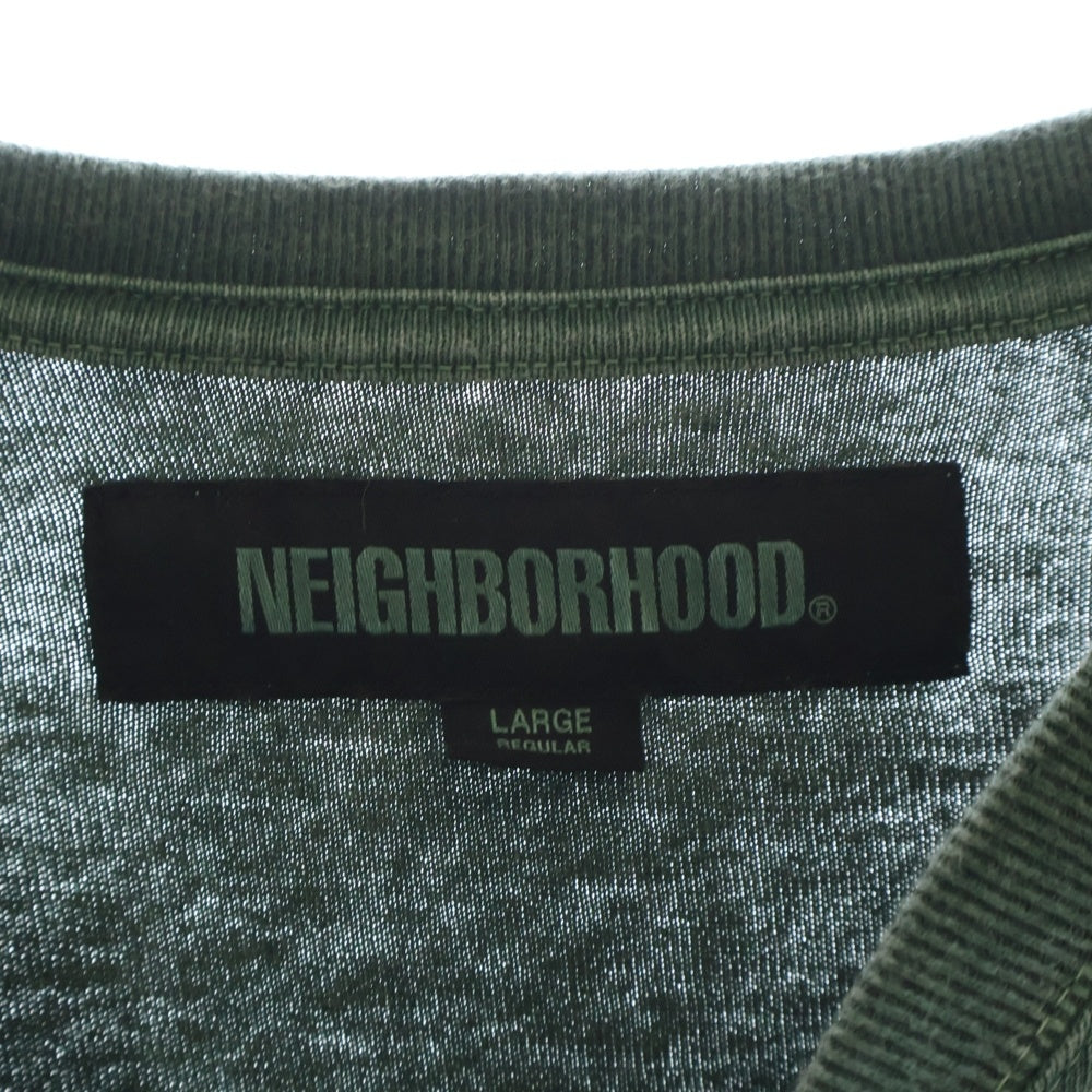 NEIGHBORHOOD(ネイバーフッド) 24SS PIGMENT DYE CREWNECK SS ピグメントダイ 胸ロゴプリントTシャツ 半袖クルーネックカットソー グリーン 241UNNH-CSM02