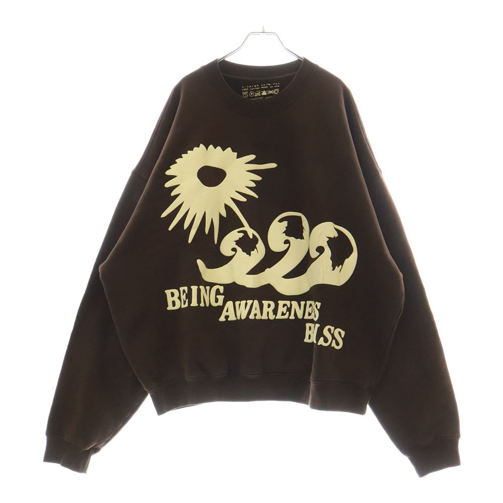 CACTUS PLANT FLEAMARKET CPFM(カクタス プラント フリーマーケット シーピーエフエム) BEING AWARENESS BLISS CREWNECK SWEAT フロントエンボス加工 クルーネックスウェットトレーナー ブラウン