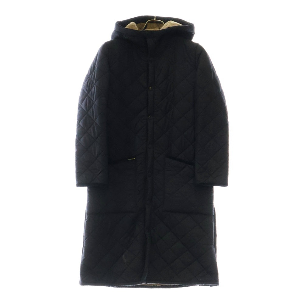 Barbour(バブアー) ロゴピンズ付き フーデッド 中綿キルティングコート 裏起毛 ネイビー レディース 1802178