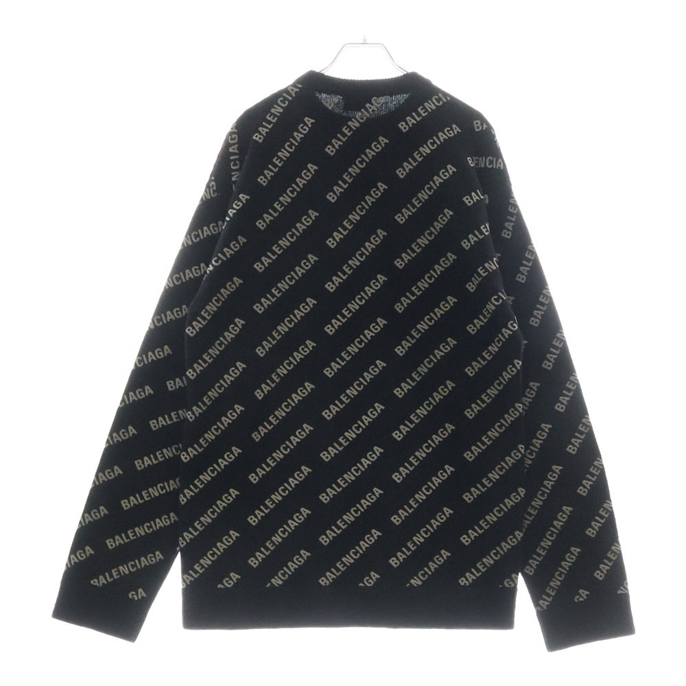 BALENCIAGA(バレンシアガ) 21SS All Over Logo Crewneck Knit Sweater オールオーバー ロゴプリント カシミヤ混 クルーネック 長袖ニット セーター ブラック 702959 T4127