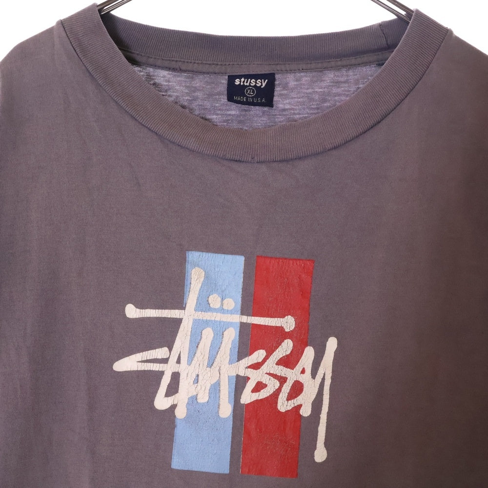 STUSSY(ステューシー) 90s VINTAGE 紺タグ オールド ロゴプリントTシャツ ネイビー