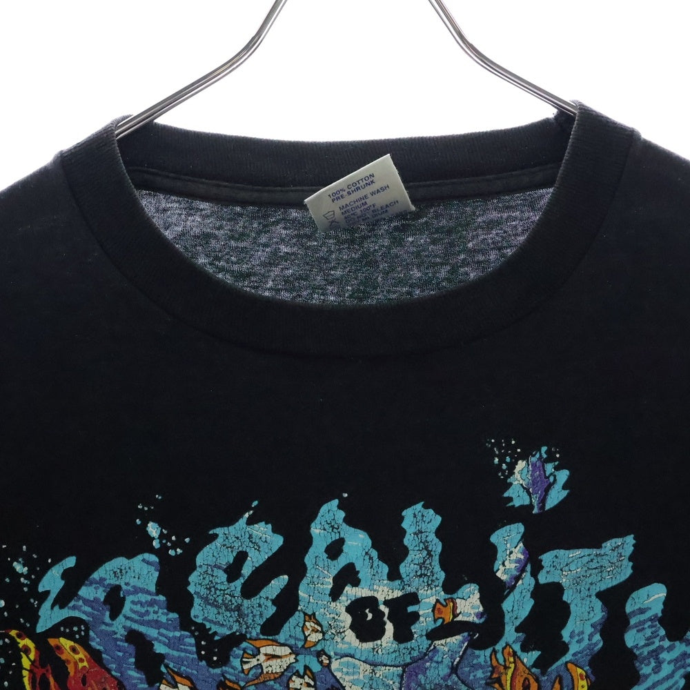 VINTAGE(ヴィンテージ) 90S FISH BONE REALITY OF SURROUNDING BROCKUM USA製 フィッシュボーン 両面プリント クルーネック 半袖Tシャツ カットソー ブラック