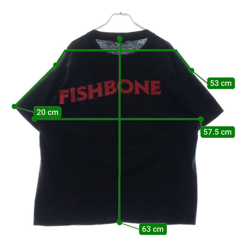 VINTAGE(ヴィンテージ) 90S FISH BONE REALITY OF SURROUNDING BROCKUM USA製 フィッシュボーン 両面プリント クルーネック 半袖Tシャツ カットソー ブラック