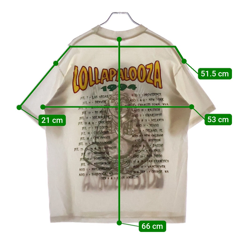VINTAGE(ヴィンテージ) 90S VINTAGE LOLLAPALOOZA 1994 SOFTEE ヴィンテージ USA製 ロラパルーザ サイケプリント フェス 半袖Tシャツ カットソー ホワイト
