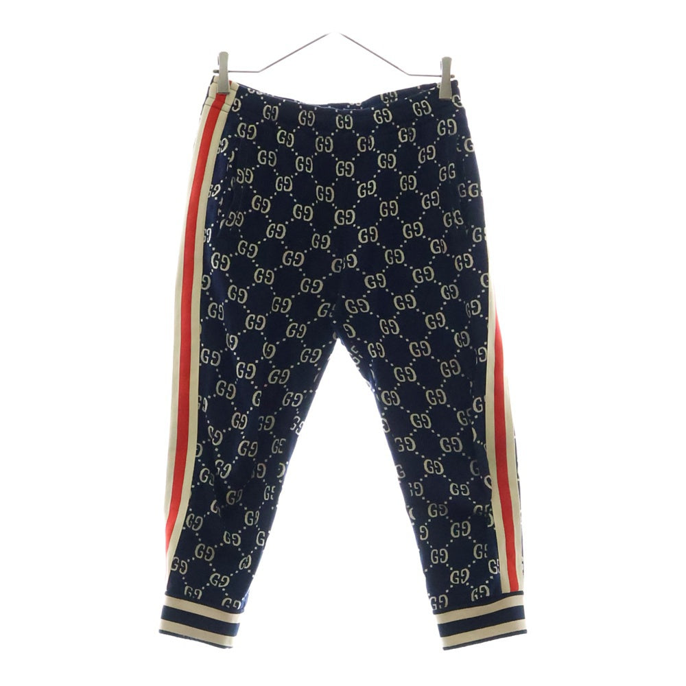 GUCCI(グッチ) 18AW GG Jacquard Sweat Pants GGジャカード コットン サイドライン トラックパンツ ネイビー 496920 X9V05