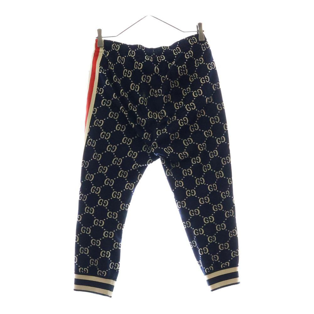 GUCCI(グッチ) 18AW GG Jacquard Sweat Pants GGジャカード コットン サイドライン トラックパンツ ネイビー 496920 X9V05