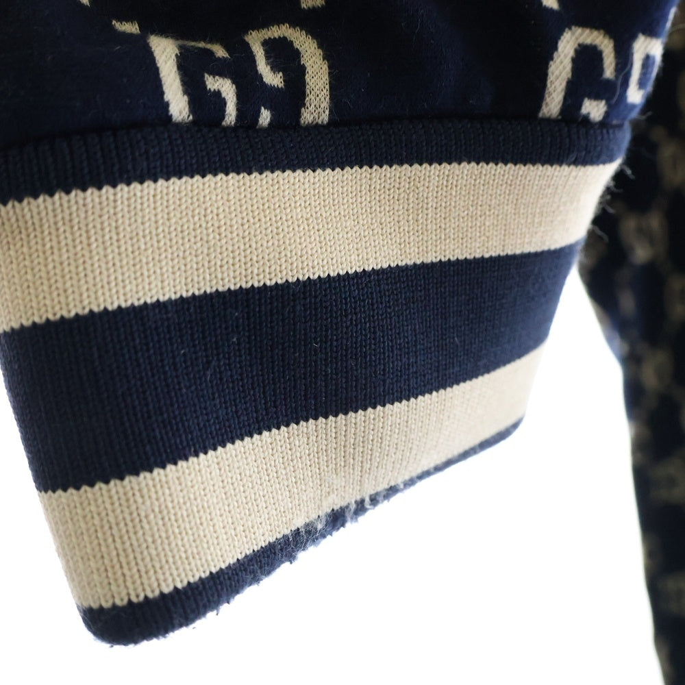 GUCCI(グッチ) 18AW GG Jacquard Sweat Pants GGジャカード コットン サイドライン トラックパンツ ネイビー 496920 X9V05