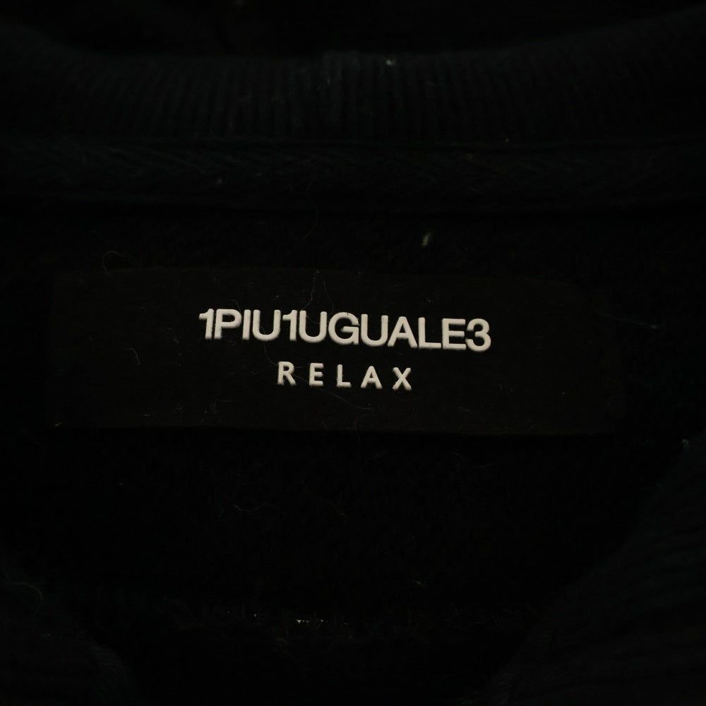 1 PIU 1 UGUALE 3 RELAX(ウノピゥウノウグァーレトレ) ビッグファスナー ランダムロゴ フルジップアップパーカー ブラック
