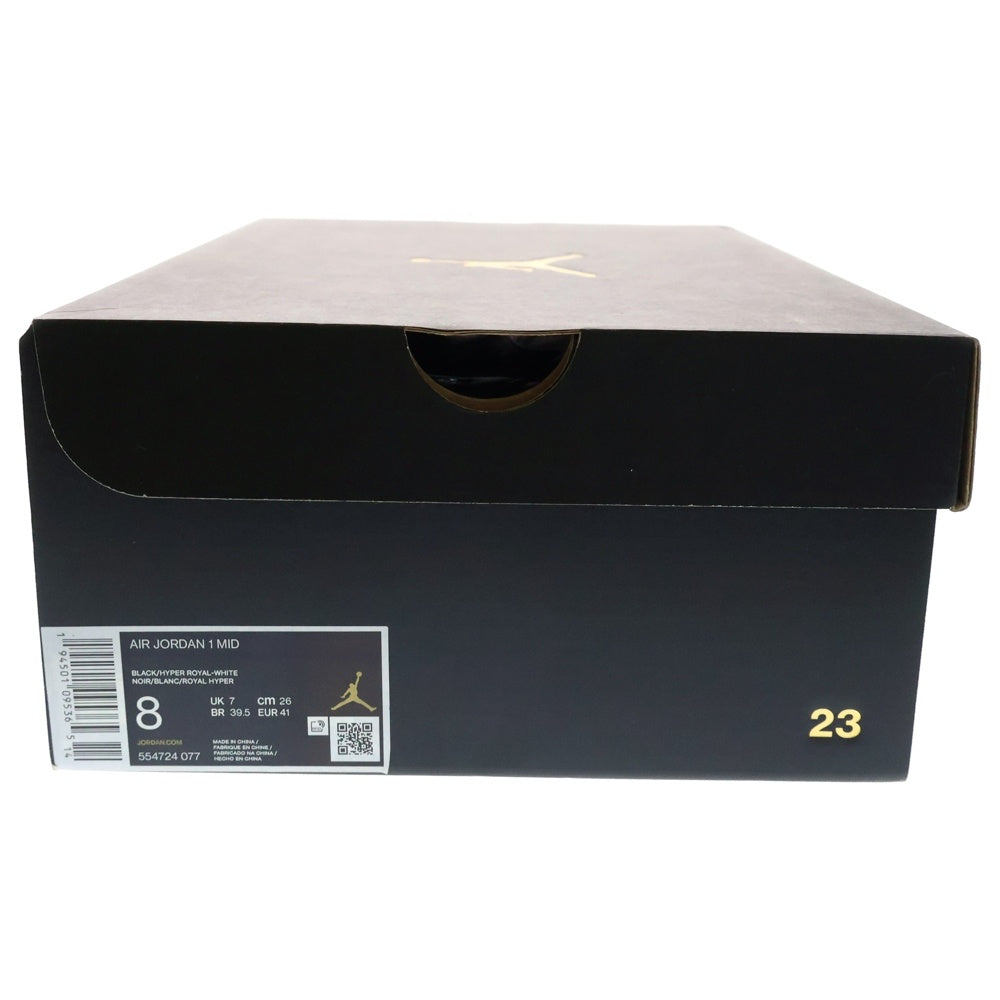 NIKE(ナイキ) AIR JORDAN 1 MID HYPER ROYAL エアジョーダン1 ハイパーロイヤル ミッドカットスニーカー ブラック/ブルー US8/26cm 554724-077