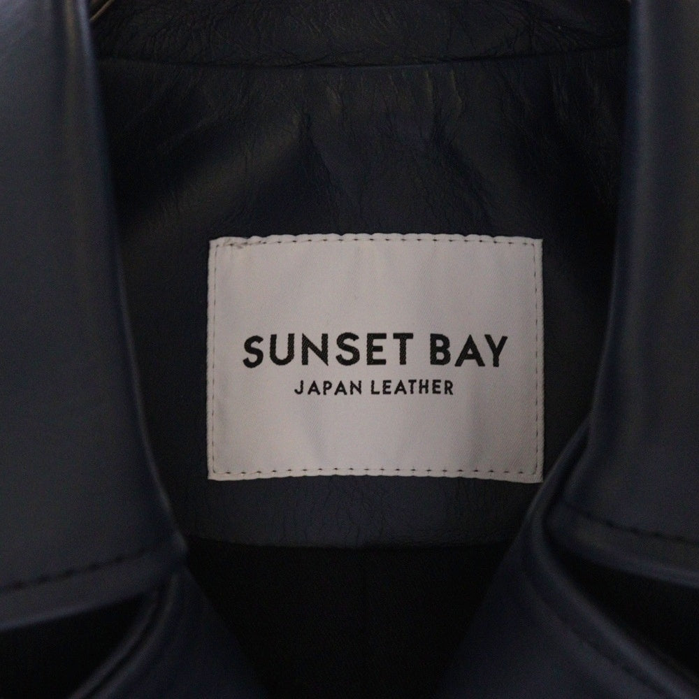 SUNSET BAY(サンセットバイ) GALWAY ゴールウェイ ホースハイド レザーダブルライダースジャケット ネイビーブルー