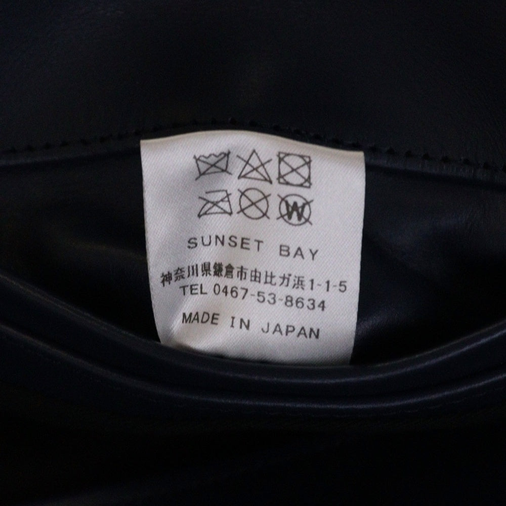 SUNSET BAY(サンセットバイ) GALWAY ゴールウェイ ホースハイド レザーダブルライダースジャケット ネイビーブルー