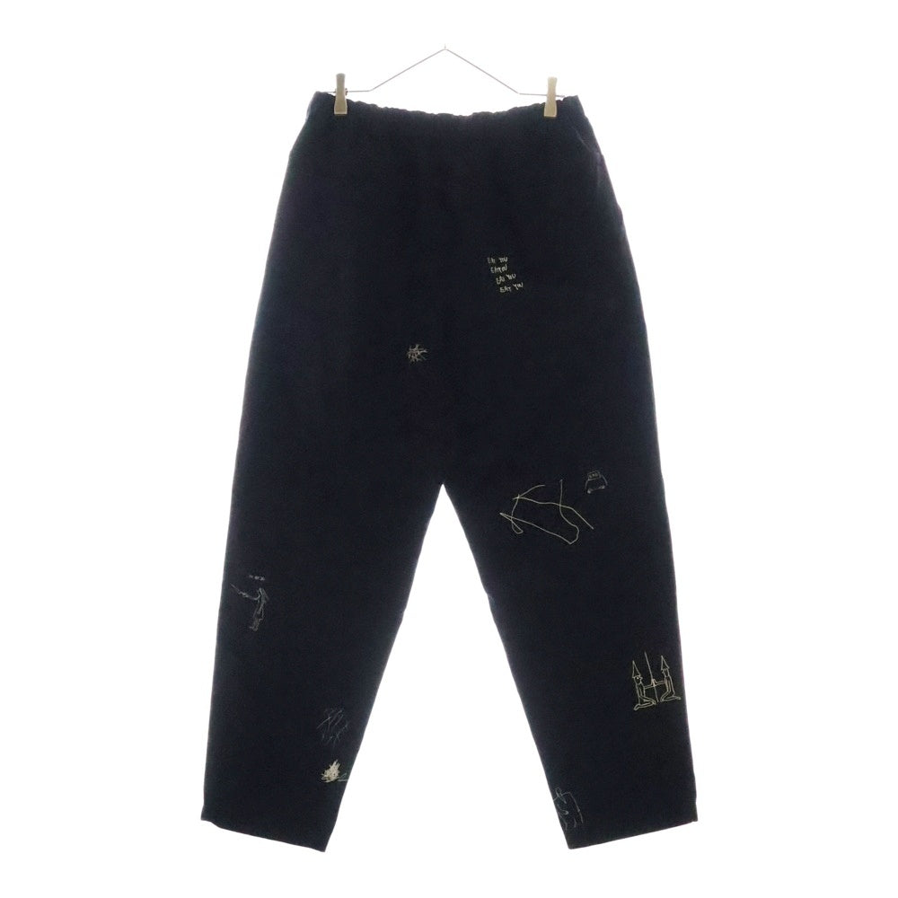 UNDERCOVER(アンダーカバー) 24AW スケッチ総柄 C強撚ダック地 タックイージーパンツ ブラック UC2D4505-2