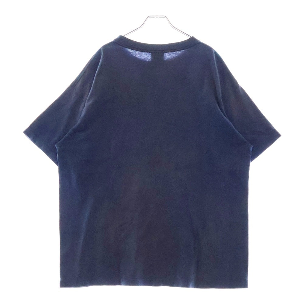 SAINT MICHAEL(セントマイケル) 22SS ヴィンテージ加工 フロントプリントTシャツ 半袖クルーネックカットソー ブルー SM-S22-0000-025