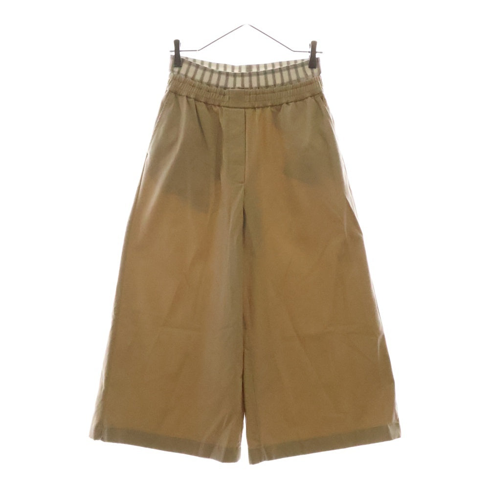LOEWE(ロエベ) 25SS チェックダブルウエストバンド クロップド コットンツイル トラウザーズパンツ ベージュ レディース S359Y04XFH