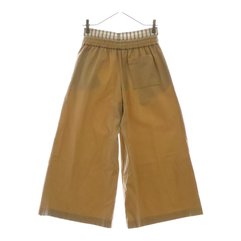 LOEWE(ロエベ) 25SS チェックダブルウエストバンド クロップド コットンツイル トラウザーズパンツ ベージュ レディース S359Y04XFH