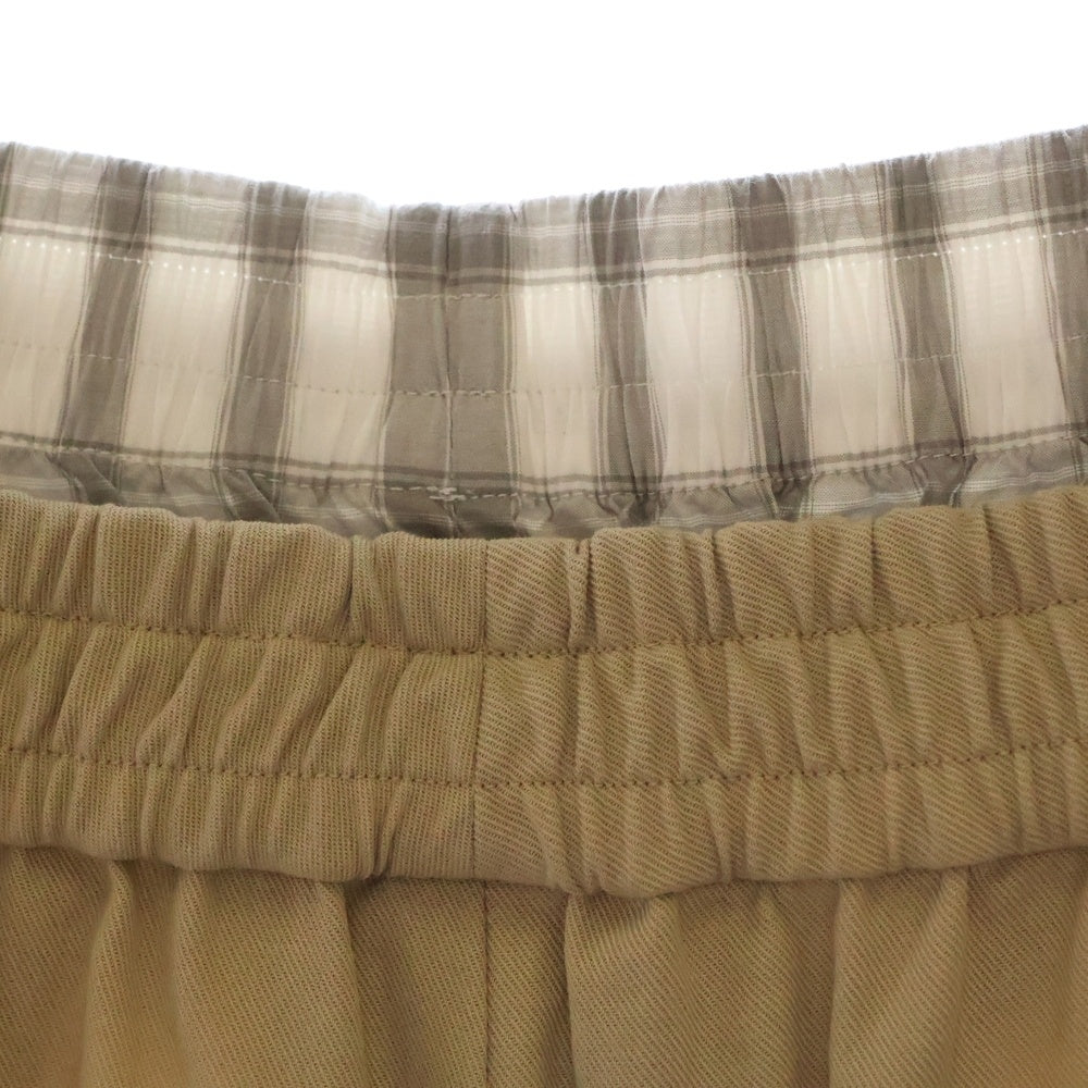 LOEWE(ロエベ) 25SS チェックダブルウエストバンド クロップド コットンツイル トラウザーズパンツ ベージュ レディース S359Y04XFH