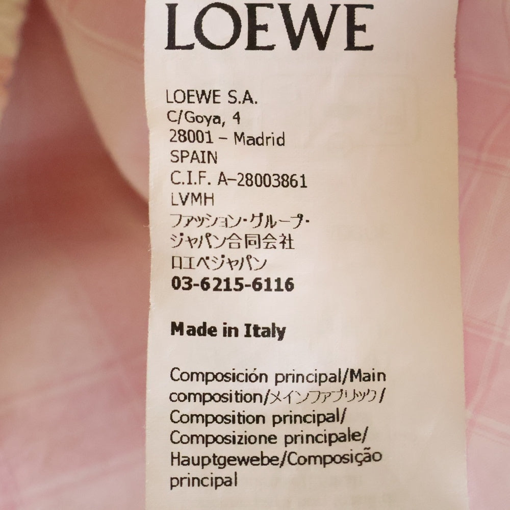 LOEWE(ロエベ) ライトウェイト コットンポプリン スモックハイネック チェックブラウス ピンク レディース S540Y05XAR