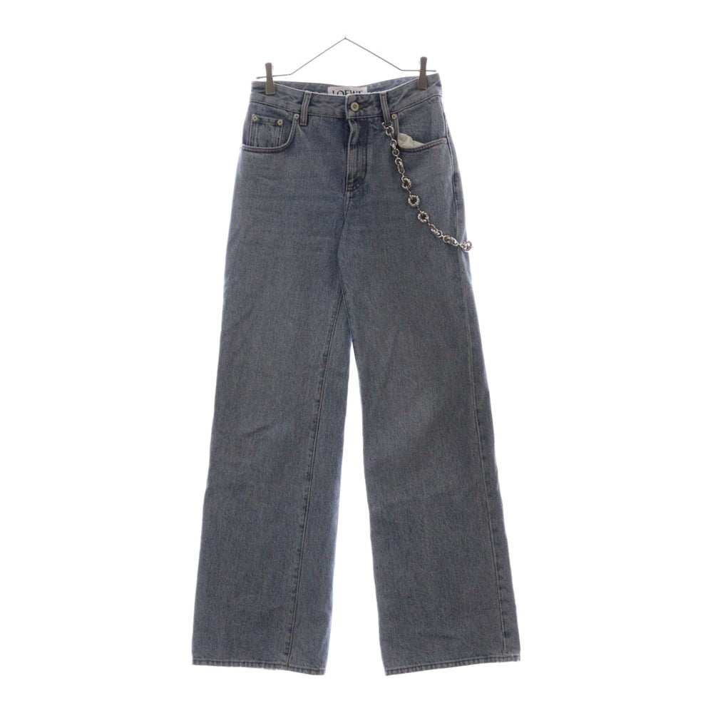LOEWE(ロエベ) 24SS CHAIN JEANS チェーンジーンズ ジップフライ ストレートデニムパンツ インディゴ レディース S359Y11XAD