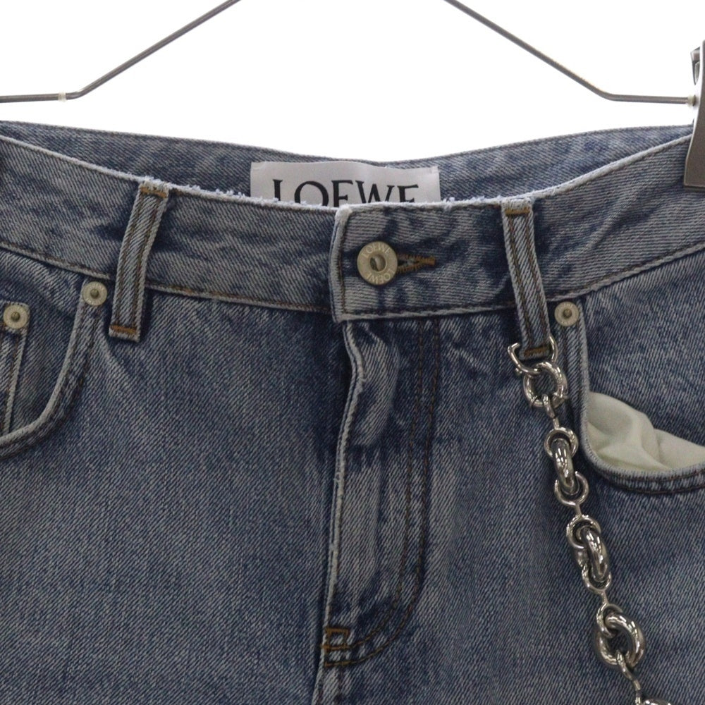 LOEWE(ロエベ) 24SS CHAIN JEANS チェーンジーンズ ジップフライ ストレートデニムパンツ インディゴ レディース S359Y11XAD