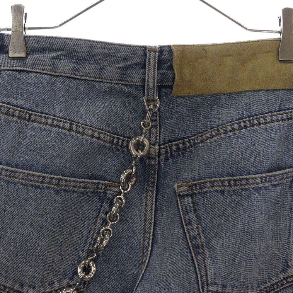 LOEWE(ロエベ) 24SS CHAIN JEANS チェーンジーンズ ジップフライ ストレートデニムパンツ インディゴ レディース S359Y11XAD