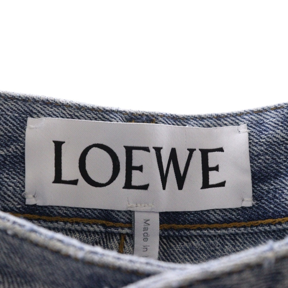 LOEWE(ロエベ) 24SS CHAIN JEANS チェーンジーンズ ジップフライ ストレートデニムパンツ インディゴ レディース S359Y11XAD