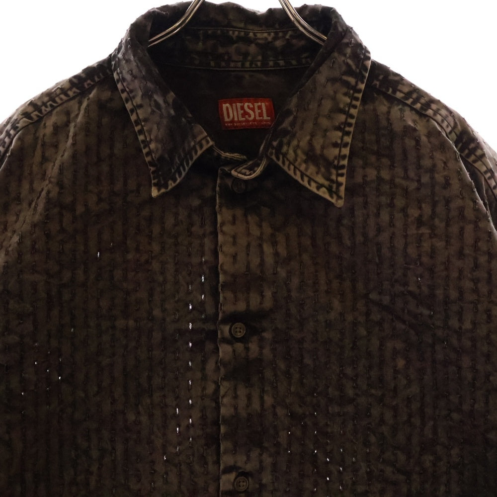 DIESEL(ディーゼル) S-LAZER レーザー加工 レギュラーカラー コットン 半袖シャツ グレー A12967 0KLAW