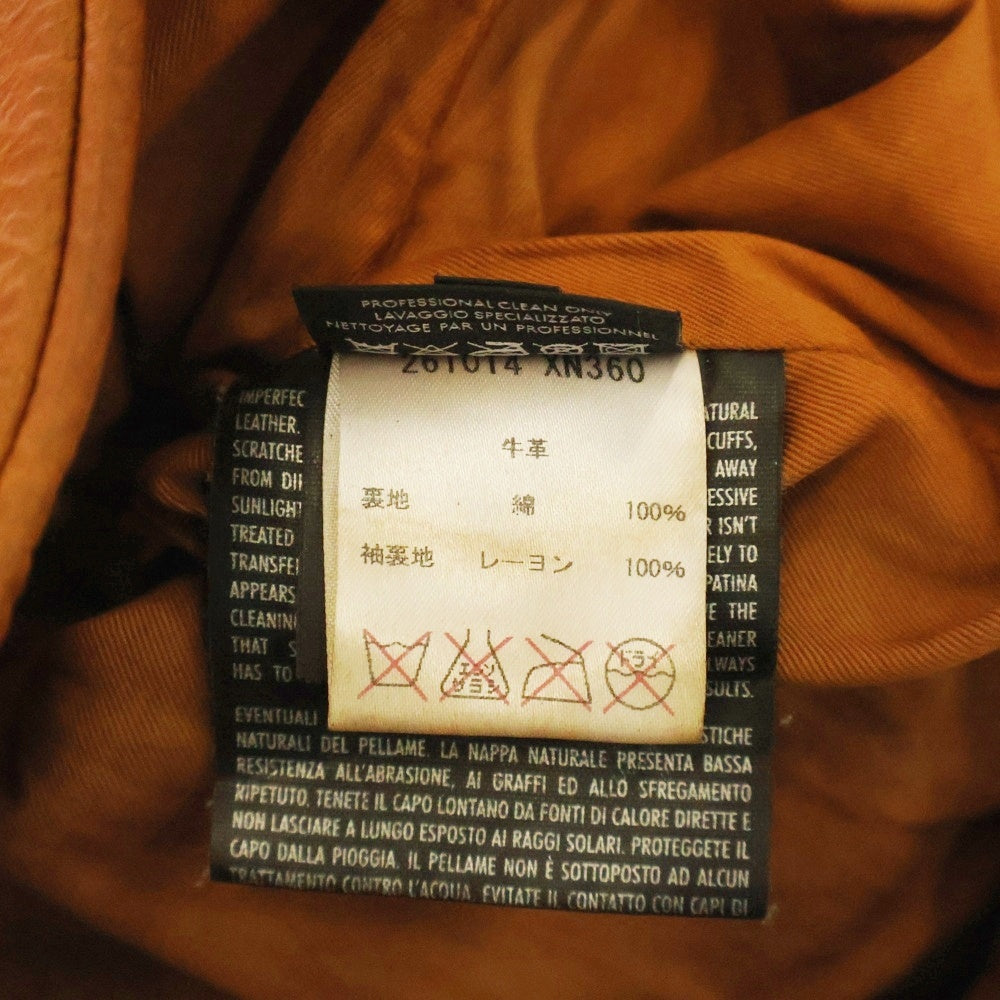 GUCCI(グッチ) イタリア製 フロントジップ カウレザー シングルライダースジャケット ブラウン 261014 XN360