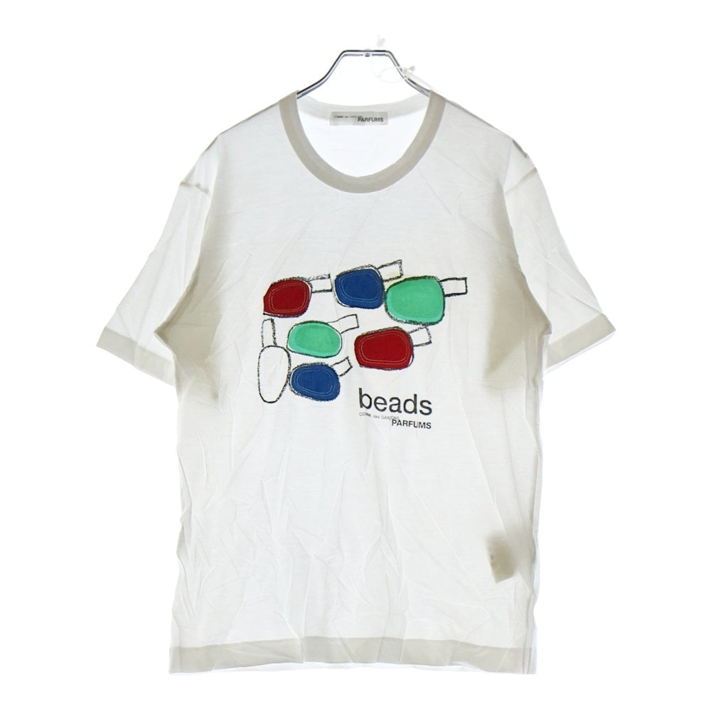 COMME des GARCONS(コムデギャルソン) PARFUMS BEARDS TEE パルファム フロントプリントTシャツ 半袖クルーネックカットソー ホワイト