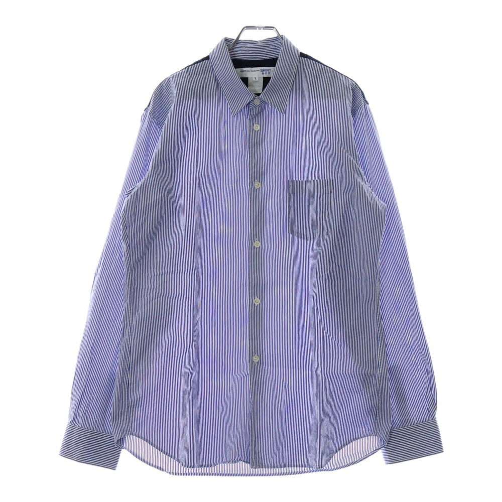COMME des GARCONS SHIRT(コムデギャルソンシャツ) ヨーク切替 長袖ストライプシャツ ブルー