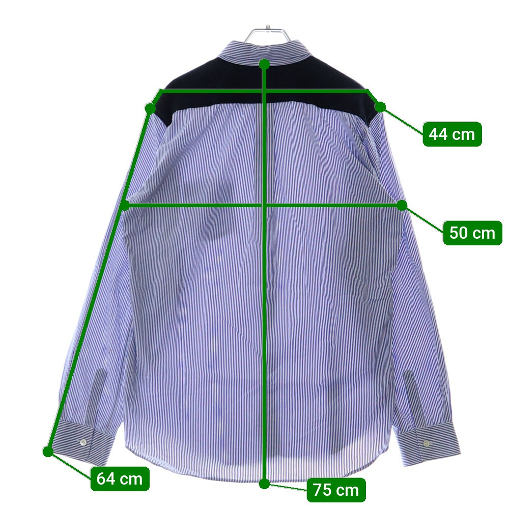 COMME des GARCONS SHIRT(コムデギャルソンシャツ) ヨーク切替 長袖ストライプシャツ ブルー