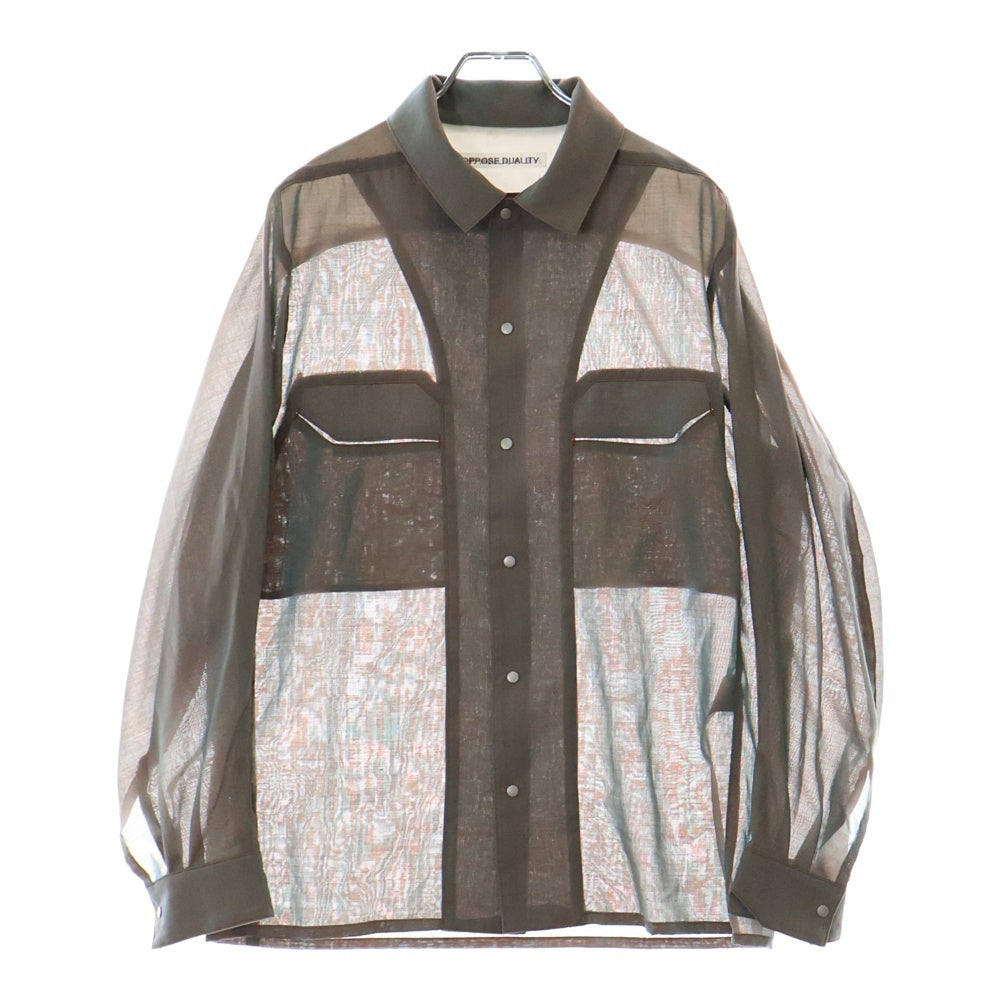 OPPOSE DUALITY(オポーズデュアリティ) 25SS Chambray Panel Shirts シャンブレーパネル スナップボタン 長袖シャツ オレンジ OD2002SHT-25SS