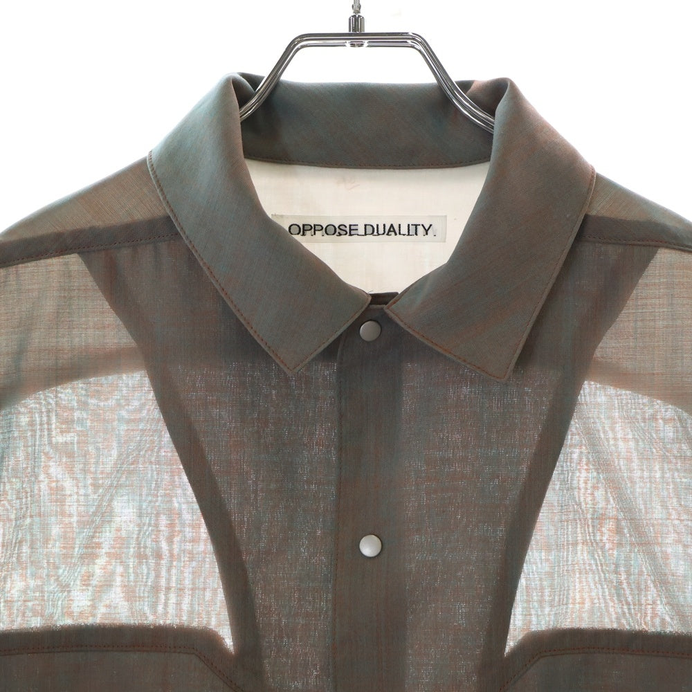OPPOSE DUALITY(オポーズデュアリティ) 25SS Chambray Panel Shirts シャンブレーパネル スナップボタン 長袖シャツ オレンジ OD2002SHT-25SS
