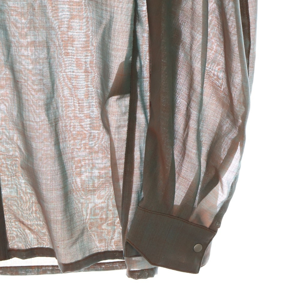 OPPOSE DUALITY(オポーズデュアリティ) 25SS Chambray Panel Shirts シャンブレーパネル スナップボタン 長袖シャツ オレンジ OD2002SHT-25SS