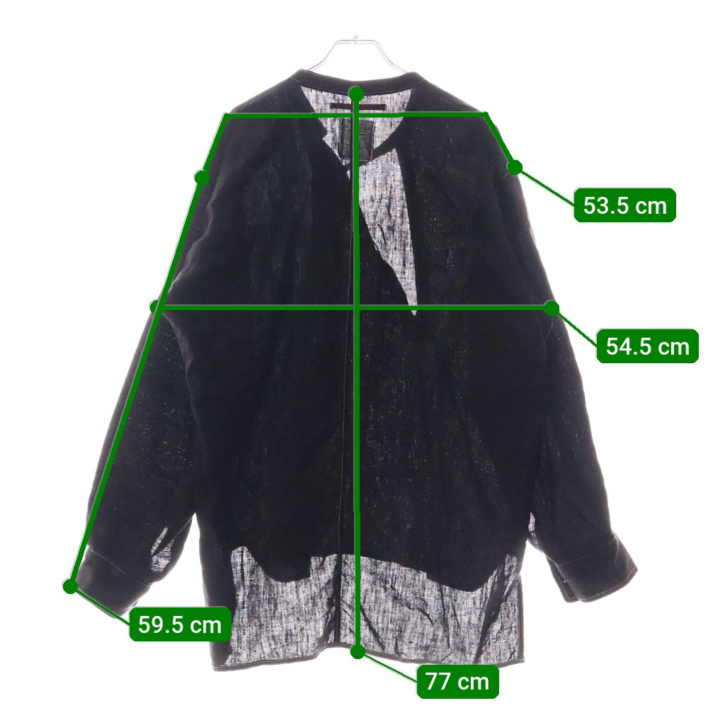 Leh(レー) 21SS Band Top Shirts バンドトップ リネン スキッパー 長袖シャツ ブラック LEH769