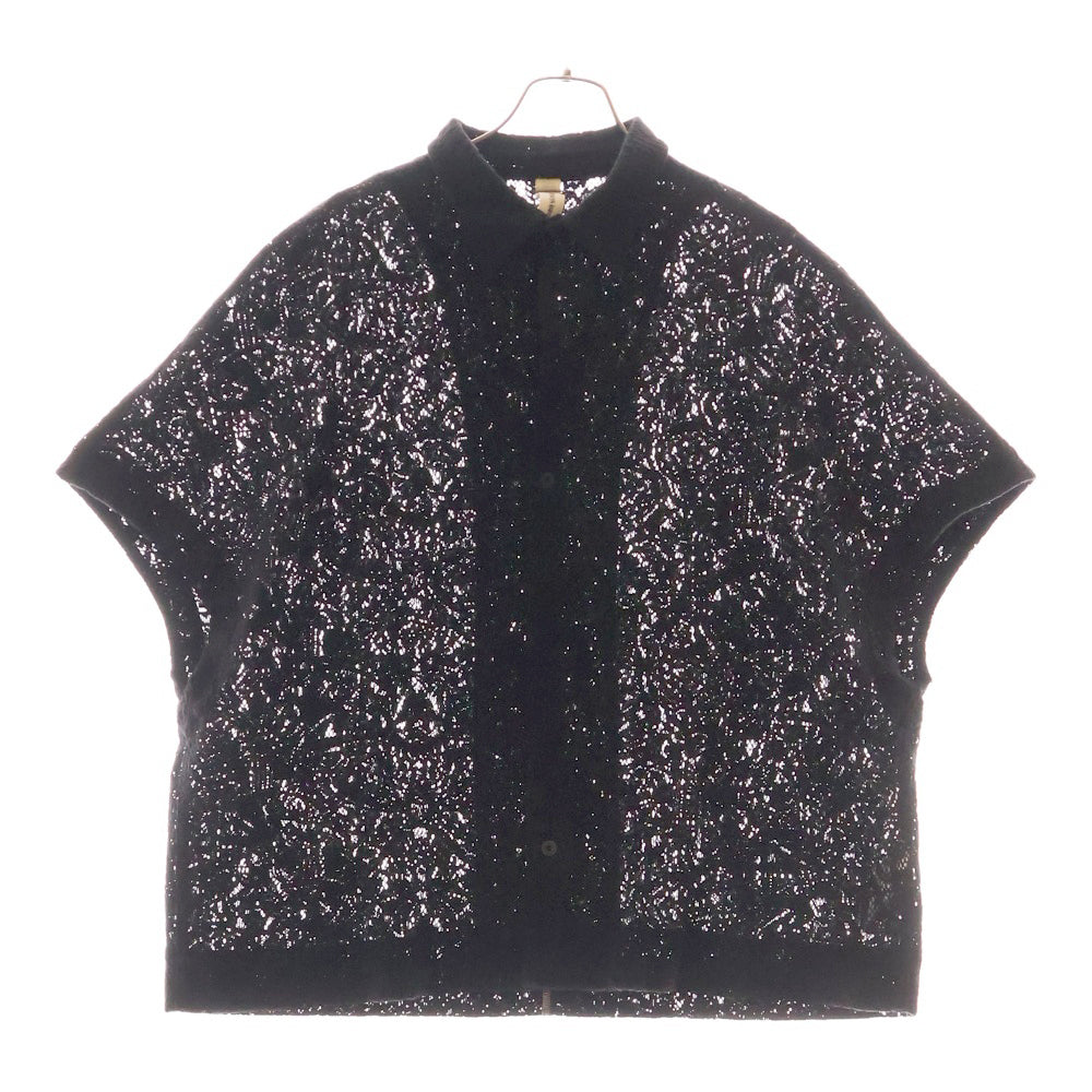 SHINYA KOZUKA(シンヤコズカ) 24SS HOLIDAY ラッセル コットン レギュラーカラー ノースリーブシャツ ブラック 2401SK37