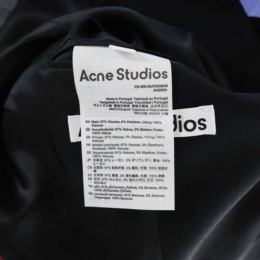 Acne Studios(アクネ ストゥディオズ) 1B ピークドラペル レギュラーフィット スーツ テーラードジャケット ブラック FN-WN-SUIT000639
