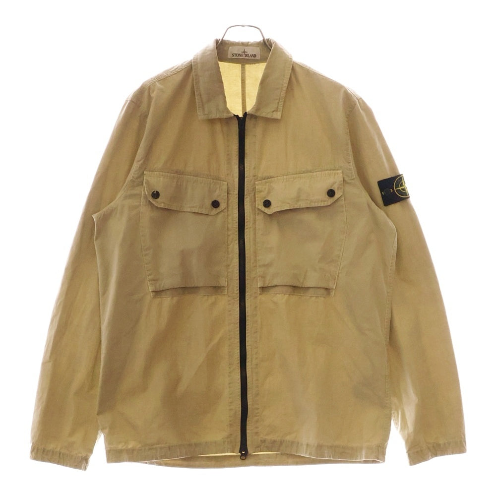 STONE ISLAND(ストーンアイランド) 23AW ロゴワッペン ガーメントダイ ジップアップシャツジャケット ブルゾン ベージュ 7915102WN