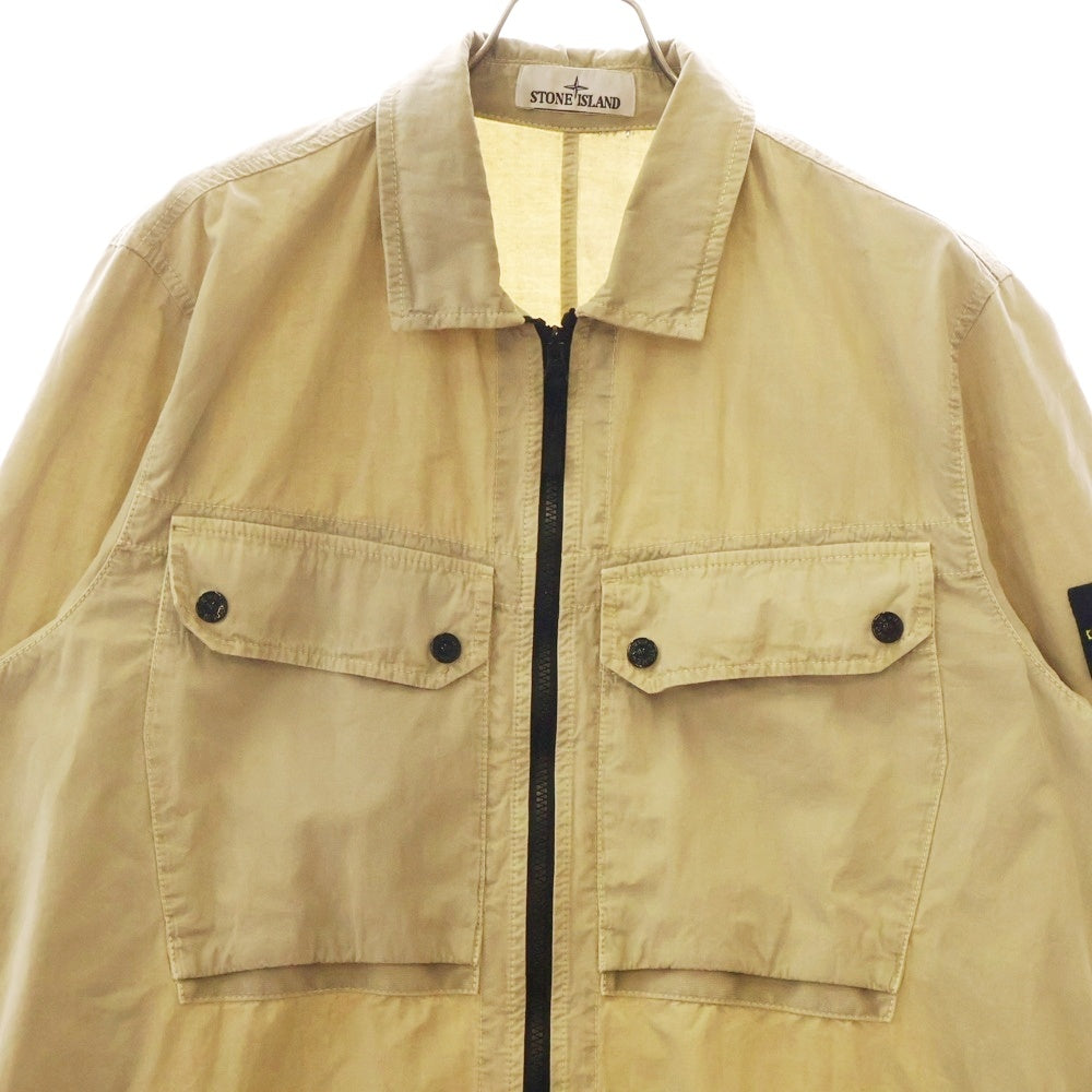 STONE ISLAND(ストーンアイランド) 23AW ロゴワッペン ガーメントダイ ジップアップシャツジャケット ブルゾン ベージュ 7915102WN