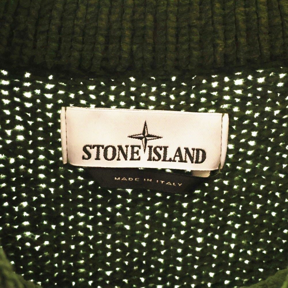 STONE ISLAND(ストーンアイランド) 22AW ロゴワッペン シェニール モックネック ニットセーター グリーン 7715513A5