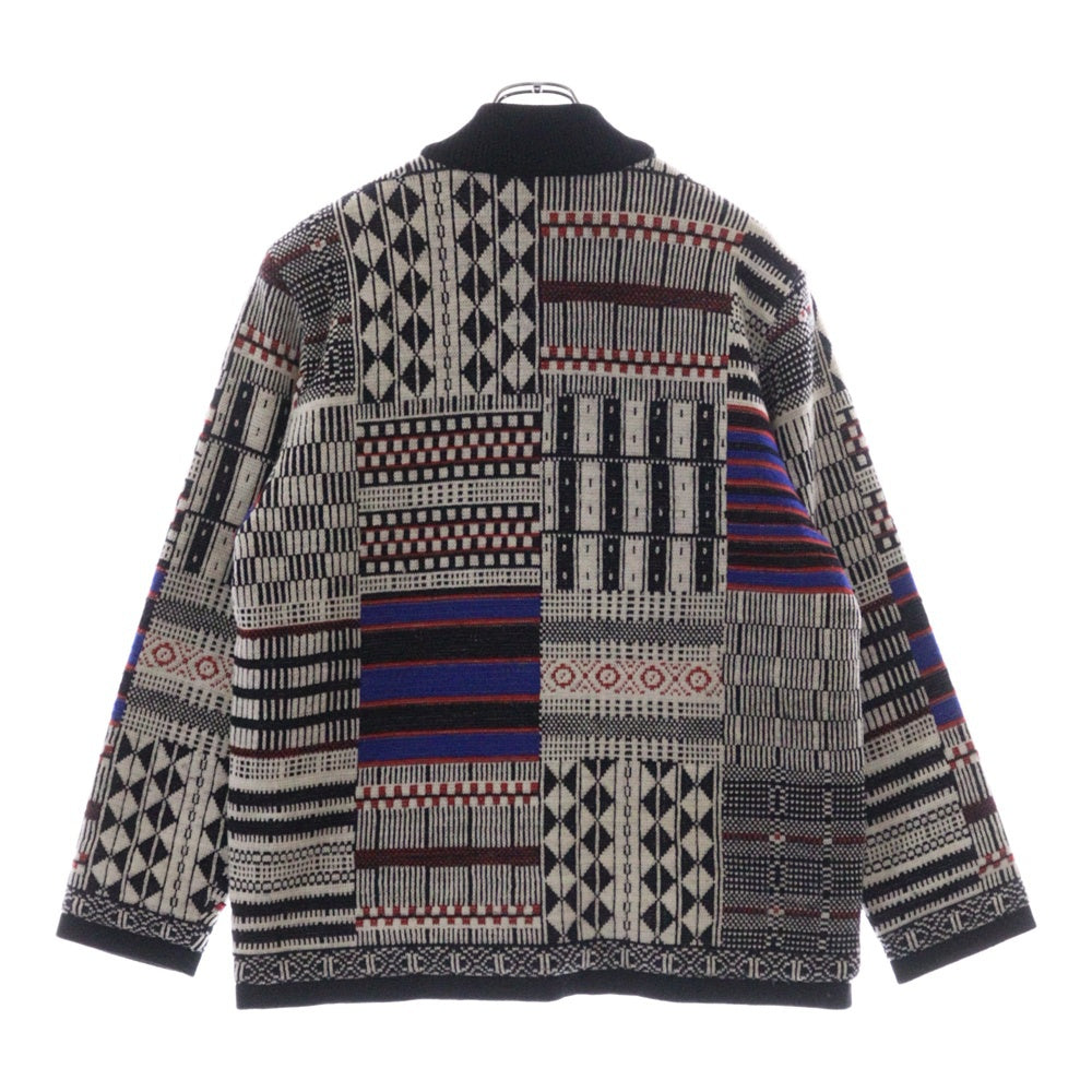 KENZO(ケンゾー) 幾何学模様 リブ編み キルティング 7ボタン ニットカーディガン マルチカラー