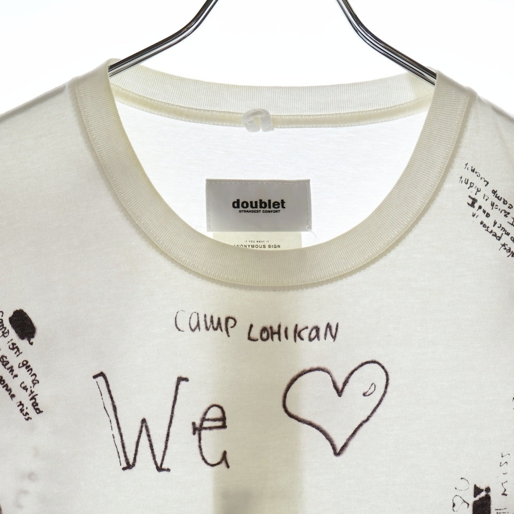 doublet(ダブレット) 23SS ANONYMOUS SIGN PRINTED T-SHIRT アノニマス サインプリント クルーネック半袖Tシャツ カットソー ホワイト 23SS28CS276