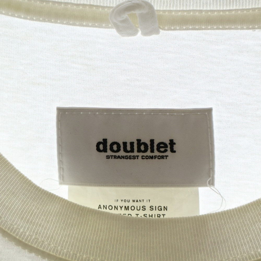 doublet(ダブレット) 23SS ANONYMOUS SIGN PRINTED T-SHIRT アノニマス サインプリント クルーネック半袖Tシャツ カットソー ホワイト 23SS28CS276