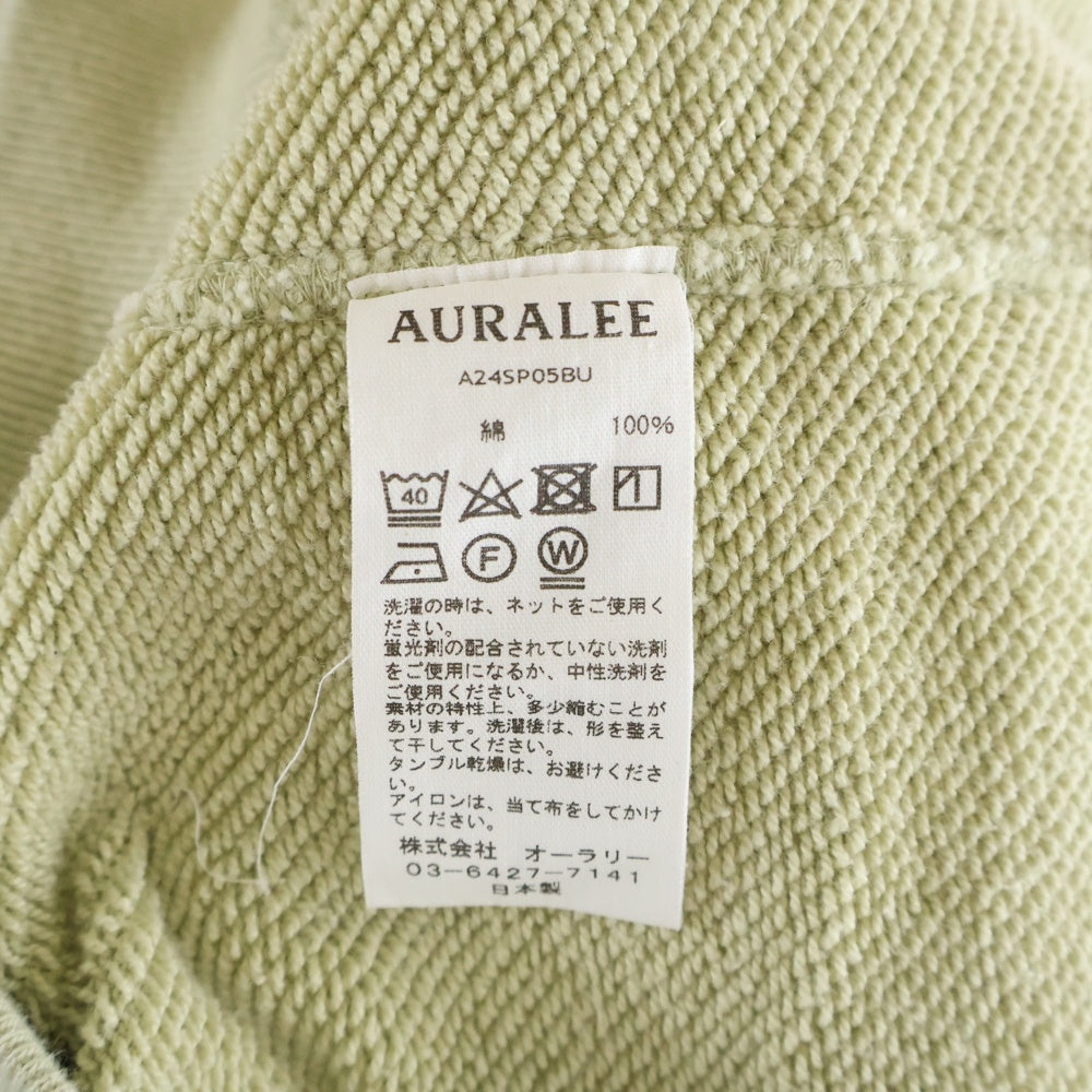 AURALEE(オーラリー) 24SS HEAVY BD SWEAT ZIP PARKA ヘビースウェットジップアップパーカー グリーン レディース A24SP05BU
