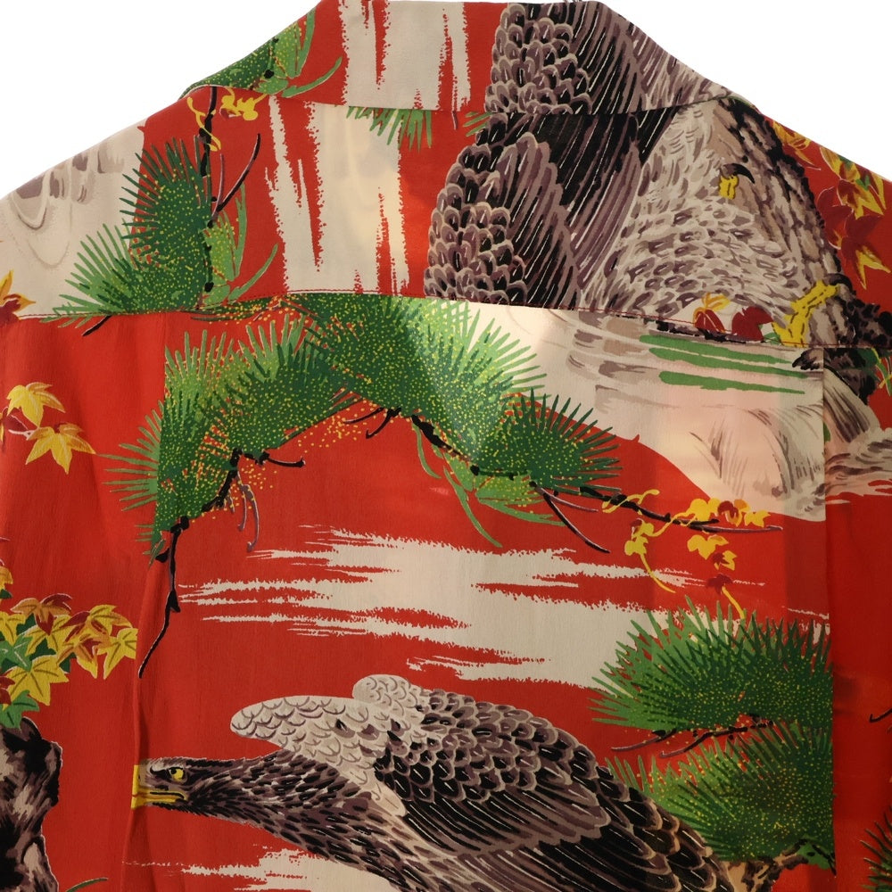 SUN SURF(サンサーフ) BIG EAGLE ビッグイーグル 総柄プリント レーヨン オープンカラー アロハ ハワイアン 半袖シャツ レッド SS34872