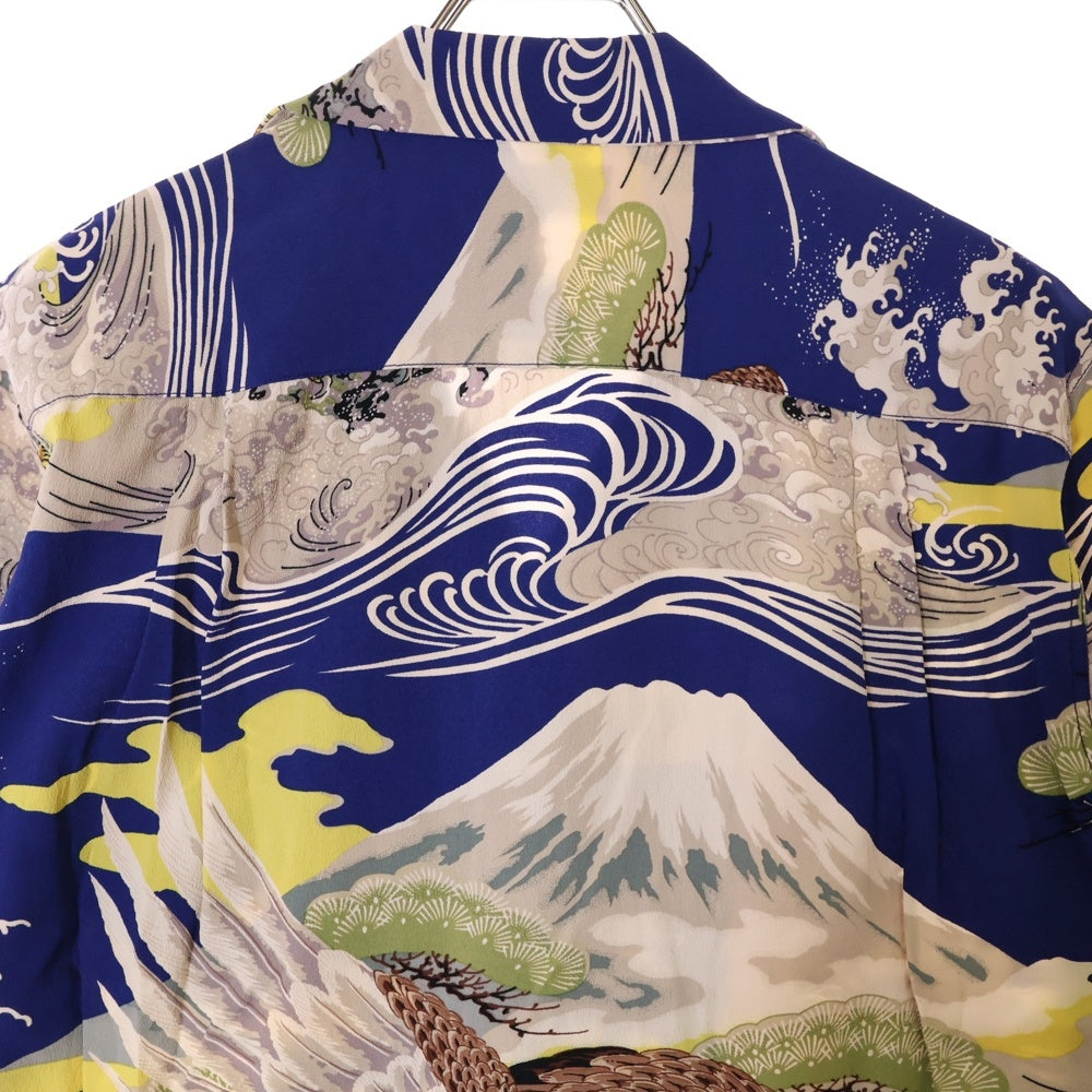 SUN SURF(サンサーフ) HUNT DOWN FROM SKY ハント ダウン フロム スカイ 総柄プリント レーヨン オープンカラー アロハ ハワイアン 半袖シャツ ブルー SS37573