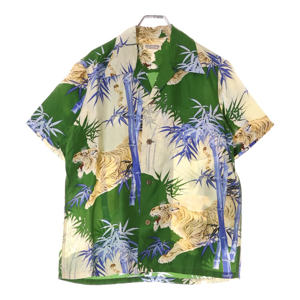 SUN SURF(サンサーフ) BAMBOO TIGER バンブー タイガー 総柄プリント レーヨン オープンカラー アロハ ハワイアン 半袖シャツ グリーン SS35846