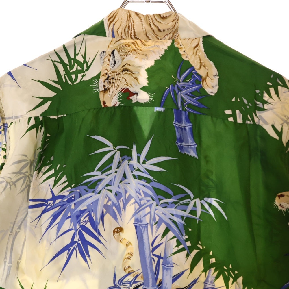 SUN SURF(サンサーフ) BAMBOO TIGER バンブー タイガー 総柄プリント レーヨン オープンカラー アロハ ハワイアン 半袖シャツ グリーン SS35846