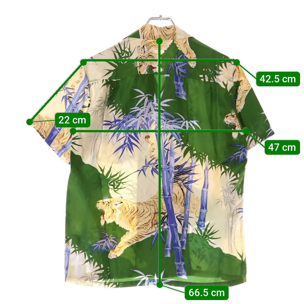 SUN SURF(サンサーフ) BAMBOO TIGER バンブー タイガー 総柄プリント レーヨン オープンカラー アロハ ハワイアン 半袖シャツ グリーン SS35846