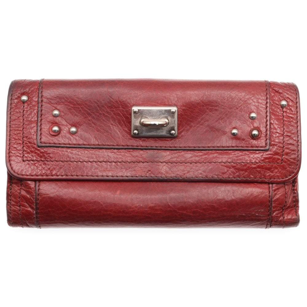 Chloe(クロエ) パディントン 南京錠 シルバー金具 レザーロングウォレット 長財布 レッド