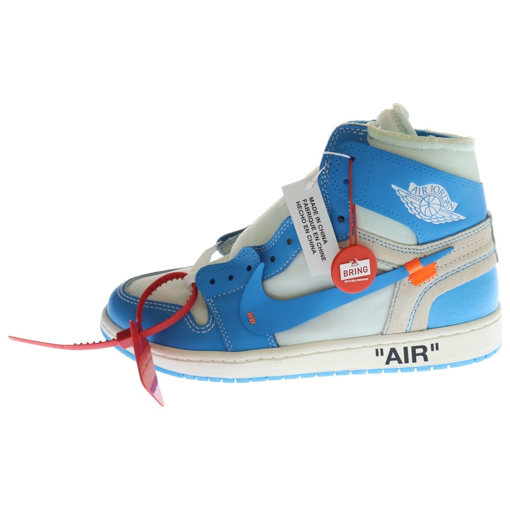 NIKE(ナイキ) ×OFF‐WHITE AIR JORDAN 1 HIGH UNC WHITE/DARK POWDER オフホワイト エアジョーダン1 パウダーブルー ハイカットスニーカー US9.5/27.5cm AQ0818-148
